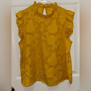Elegant Mustard Ruffle Sleeve Top